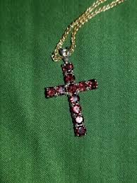 Sterling Silver 925 Garnet Cross Pendant On F 1/20 14k ...