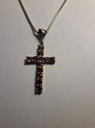 Vintage Sterling Silver Natural Garnet Cross Pendant ...
