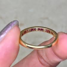 Ruby and Diamond Half Eternity Muliner Band. 2.5mm - EDJ