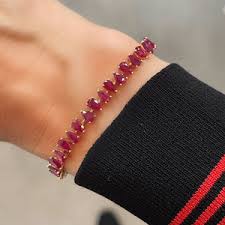 One of a Kind Juicy Pear Shaped Ruby Tennis Bracelet – Milestones by Ashleigh Bergman
