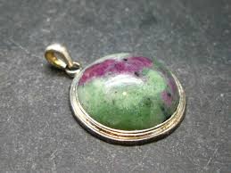 Ruby In Zoisite Silver Pendant from Tanzania - 1.2" | eBay