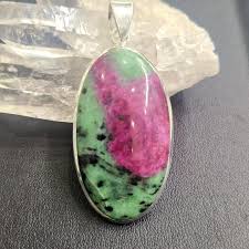 Zoisite Ruby Silver Pendant, High-grade Oval Shape - Etsy