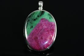 Ruby & Zoisite Oval Pendant 2.31" x 1.44" x 0.18" - Hands of ...