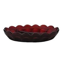 Vintage Ruby Red Glass 7" Oval Divided Scalloped Edge Dish H ...