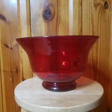 Ruby Red Hand Blown Lg Bowl Bubble Seeded Swirled ...