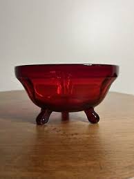 Vintage Ruby Red Footed Open Dish/Candy Bowl | eBay
