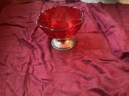 Vintage Heisey Ruby, Tangerine, Empress, Candy Dish Glass ...