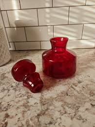 Vintage MCM 1970s Scandinavian Ruby Red Glass Flask Decanter ...