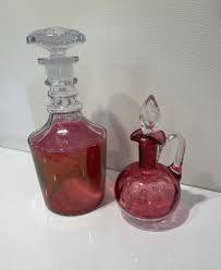 Antique Cranberry Glass Decanter and Cruet Set - Etsy