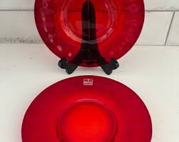 Vintage Set of Two Mid Century Viking Georgian Ruby Footed Luncheon Plates- 8 3/8" - Etsy