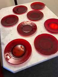 Vintage Ruby Red Glass Art Plates 8 6” Plates Lover Antiques and Vintage - Etsy Australia