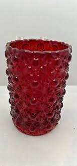 Vintage Red “Pickle Glass” Candle Holder | eBay