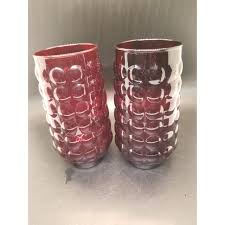 Vintage Ruby Red Anchor Hocking Hobnail Bubble Glasses, Set of 2 | Chairish
