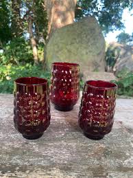 Vintage Anchor Hocking Red Bubble Glasses - 2 Small, 1 Large - Etsy