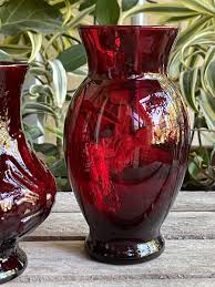 Vintage Ruby Red Glass 6” Flared Bulb Forcing Vase | eBay