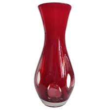 Art Glass Cased Vase Ruby Cardinal Red Clear Teardrop Bubble Vessel Hand Blown - Etsy