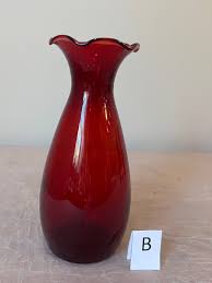 Vintage Anchor Hocking Ruby Red Scalloped Rim Vase | Choose From: Swirled Optic Flower Vase, Crimped Vase, or Bud Vase - Etsy