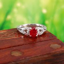 Natural Ruby Sterling Silver Ring: 18K White Gold Over Promise Ring - Etsy