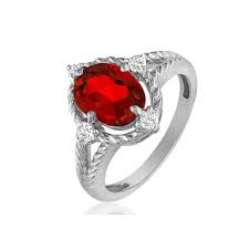 Oval Cut Ruby Diamond White Gold Braided Ring - Gemologica, A Fine Online Jewelry Store