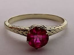 Ruby Ring, Solid 14k Yellow Gold Estate, Vintage, Antique ...