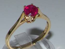 Natural Natural Ruby 9K Solid English Yellow Gold Solitaire ...