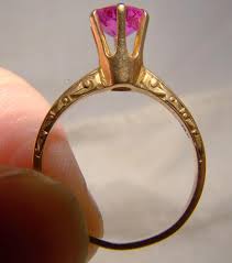 14K Pink Sapphire Solitaire Ring 1915-1920 Yellow Gold 1.15 ...