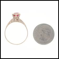 Yellow Gold Lab Created Ruby Art Deco Solitaire Ring 14k ...