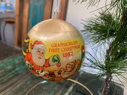 Satin Ball Ornament Grandchild's First Christmas 1992 - Etsy Australia