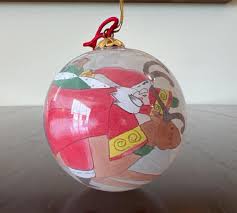 Midwest Importers - Hand-blown Glass Ornament - Santa/reindeer Theme - Box Included - Vintage Hand-painted Glass Ball Ornament - Etsy