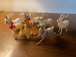 Vintage Bundle of 8 Christmas Reindeer Decorations, Vintage ...