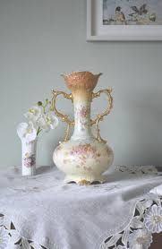 Unmarked Antique Art Nouveau Floral Large 14.5" Vase , Bone ...