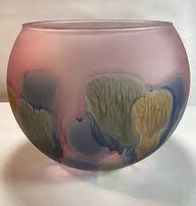 reuven glass by nouveau art hand painted bowl vase 5 inches ...