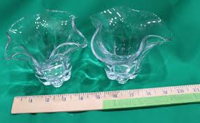 Pair of Vintage Clear Freeform Art Glass Bowls/vases - Etsy
