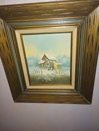 VINTAGE OIL LANDSCAPE ARTWORK CARVED WOOD FRAME MEXICO ...
