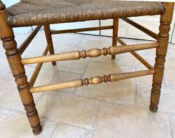 Antique TELL CITY Ladder Back Dining ARM CHAIR w Woven Rush ...