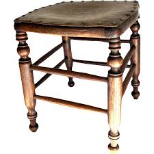 Similar Items to Vintage Square Wooden Stool with Turned ...