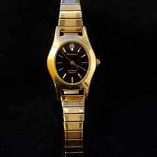 Vintage Ladies ARMITRON Gold Tone 18mm Diamond Quartz Watch ...