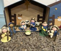 Christmas Children's Nativity Ornaments Set of 7 Polymer ...