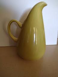 Russel Wright MCM Vintage Mustard Yellow Green Large 10.5" Pitcher Steubenville | eBay