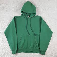 90s Blank Forest Green Hoodie Sz Large Grunge Y2K Plain ...