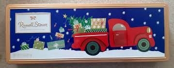 Empty Russell Stover Pick Up Truck Red Blue Gold Metal Tin With Lid 12" x 4.5" | eBay