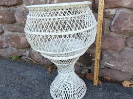 Vintage 24" H White Wicker BOHO Style Fern Plant Stand | eBay