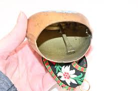 Vintage . Brass Floral Goat Bell Souvenir With Stitched Brocade Strap - Etsy Israel