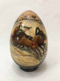 Vintage Russia Nesting Handpainted Wooden Egg 5 Trinket Boxes, Christmas Scene | eBay