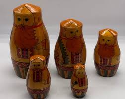 Vintage Hand Painted 5pieces Russian Matryoshka Nesting Dolls “ Man Axe Wood Chopper “ - Etsy