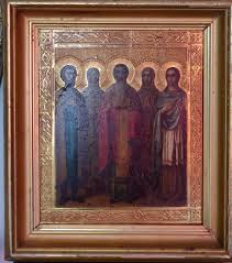 ANTIQUE 1890 RUSSIAN HAND PAINTED ICON OF THE FIVE SELECTED SAINTS VERY RARE! | eBay