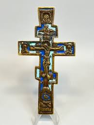 19c Antique Imperial Russia Bishop Bronze Enamel Pectoral ...