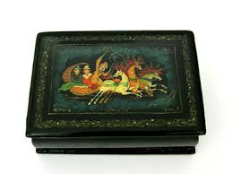 METEPA RUSSIAN TROIKA BLACK LACQUERED HAND PAINTED HINGED TRINKET BOX - SIGNED | eBay