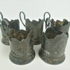 Vintage Melchior - Nickel Silver Tea Glass Holders "space" Theme - Russian Style 1960 Soviet Era PODSTAKANNIK Kitchen Decoration - Etsy