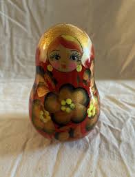 Russian 3.75” Moldova Matryoshka Rolly Polly Wood Chime Doll ...